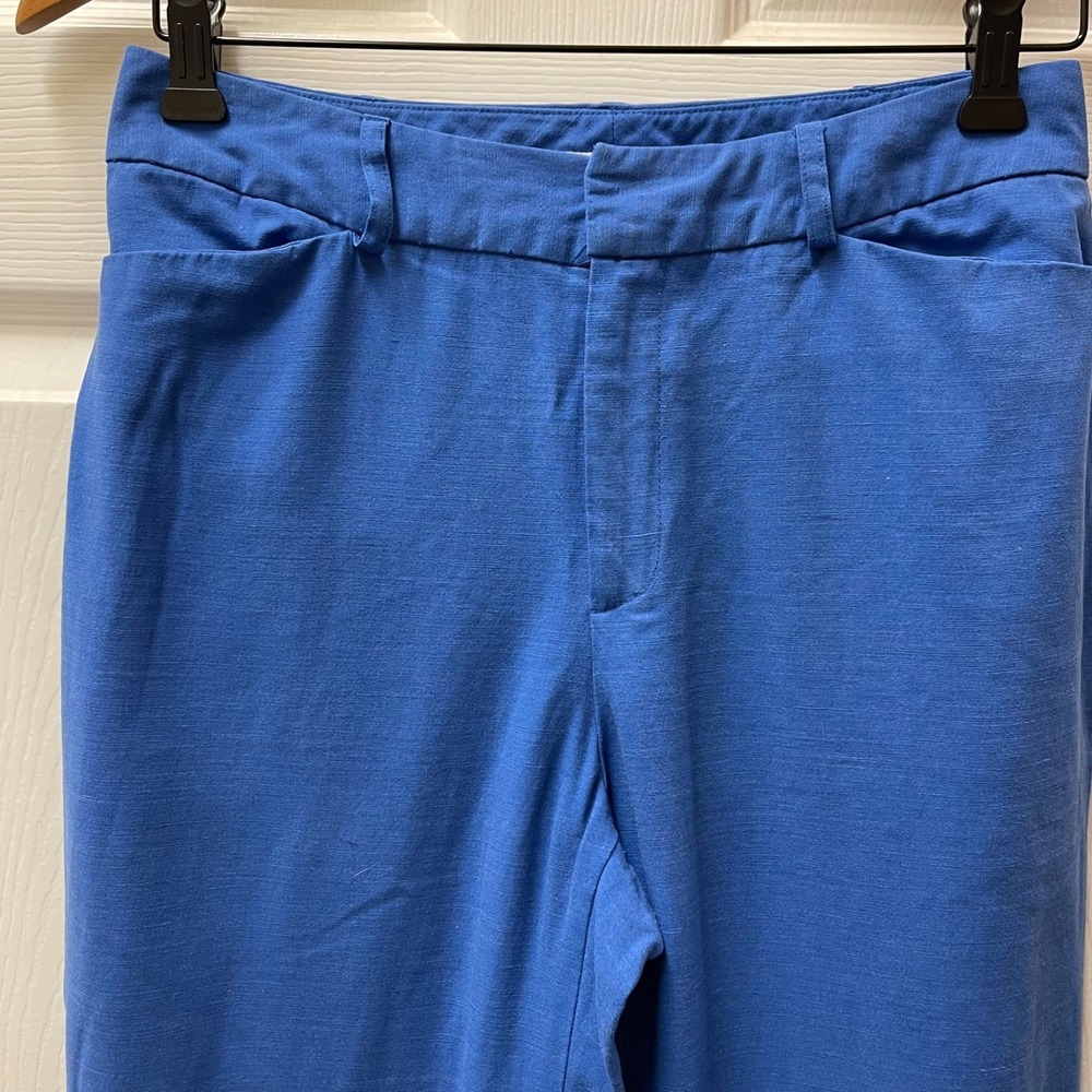 Preston & York Women's Size 6R French Blue‎ Linen Blend Pants Wide Leg 28x30